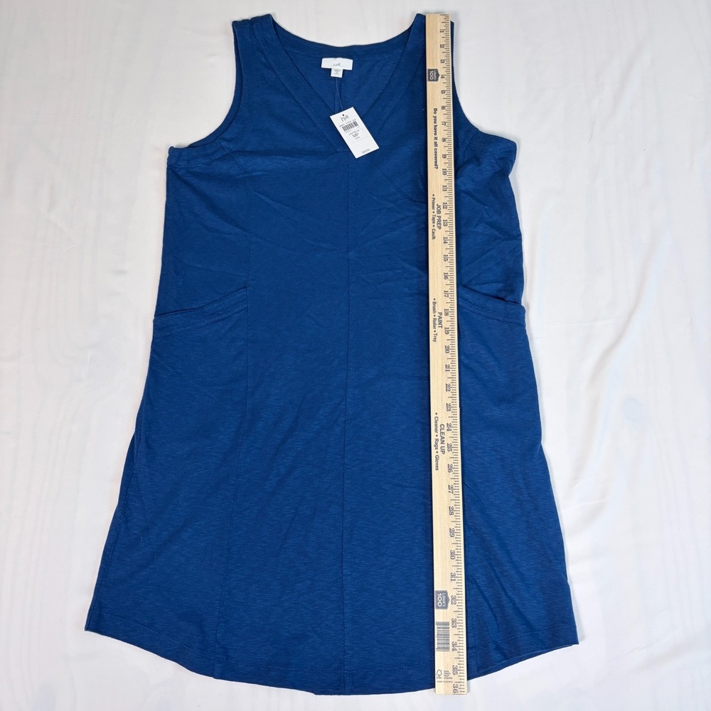 J.JILL NWT Solid Blue V-Neck Casual‎ Double Pocket Tank Dress Size M Petite - Picture 4 of 9